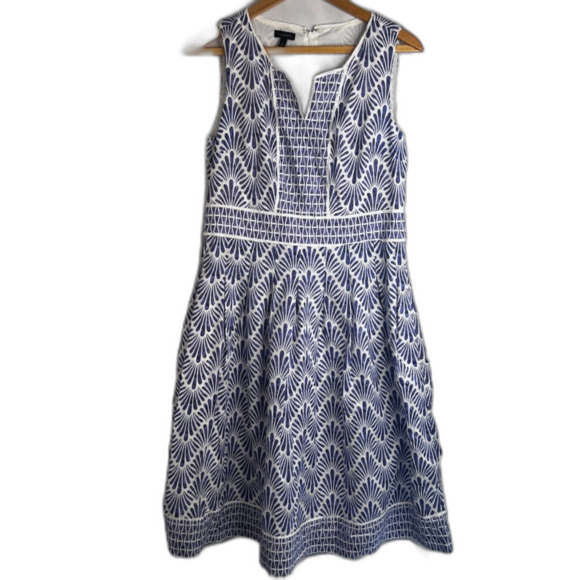 Talbots Fit & Flare Scallop Fan Print Sleeveless Dress Mixed Print Size 6 - Picture 10 of 10